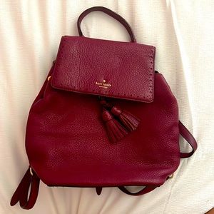 Maroon red backpack women , missing button!